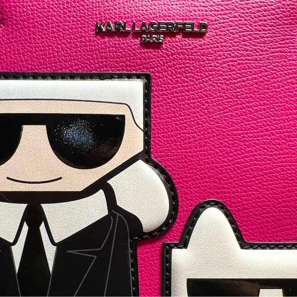 Karl Lagerfeld NWT Amazing Fun Pink Maybelle Satchel Top Handle Crossbody (P033) - Picture 4 of 13